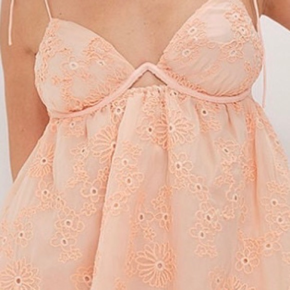 FOR LOVE & LEMONS Frances Mini Eyelet Dress In Orange Women’s Size M / L - Picture 3 of 7